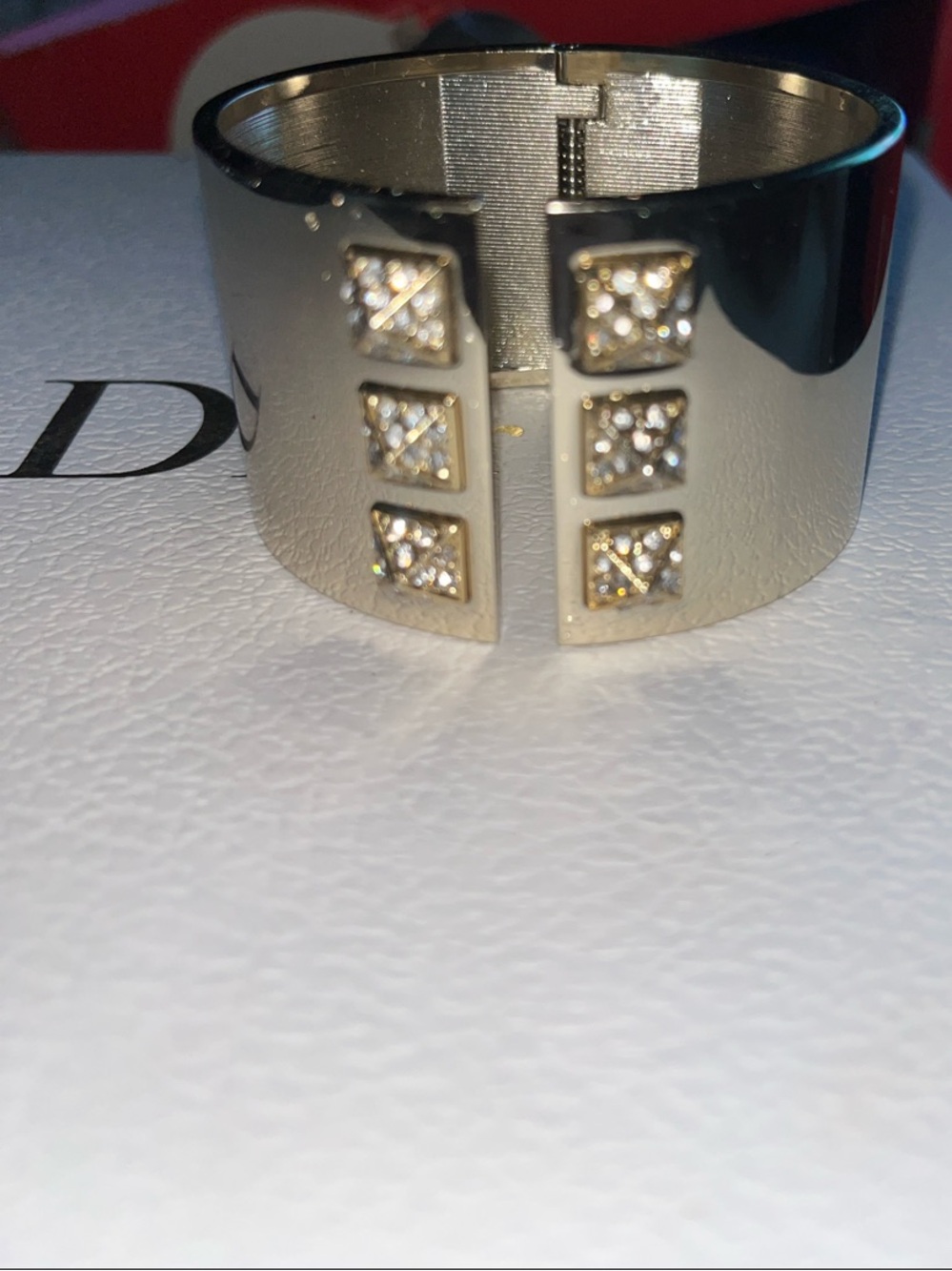 New! Victoria's Secret VS Gold Toned Scandalous Rhinestone Cuff Hinged Bracelet